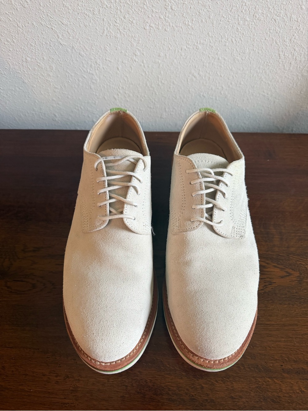 Walk-Over Men’s Custom White Cream Buck Suede “Derby Classic” Style Shoes 11 M - Picture 2 of 12
